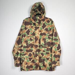 Woolrich Frogskin Camo Jacket Goretex VTG Hooded Parka Lined Outdoors Men Small